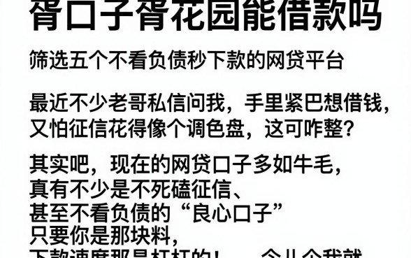 胥口子胥花园能借款吗,筛选五个不看负债秒下款的网贷平台
