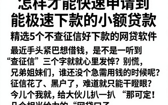 怎样才能快速申请到能极速下款的小额贷款,精选5个不查征信好下款的网贷软件