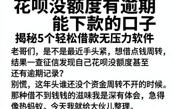 花呗没额度有逾期能下款的口子，揭秘5个轻松借款无压力软件