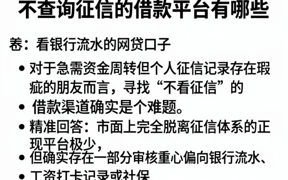 不查询征信的借款平台有哪些,条列五个看银行流水的网贷口子