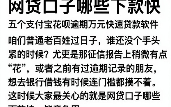 网贷口子哪些下款快，详尽说明五个支付宝花呗逾期万元快速贷款软件