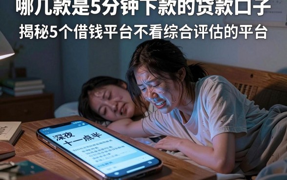 哪几款是5分钟下款的贷款口子,揭秘5个借钱平台不看综合评估的平台