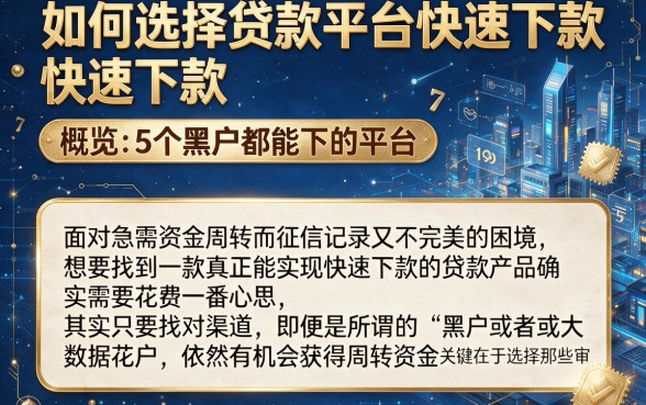 如何选择贷款平台快速下款，概览5个黑户都能下的平台