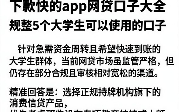 下款快的app网贷口子大全，规整5个大学生可以使用的口子