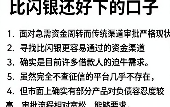 比闪银还好下的口子,罗列五个不看负债秒下款的网贷平台