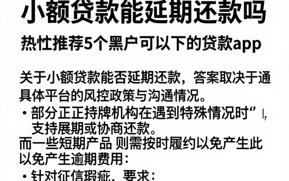小额贷款能延期还款吗,热忱推荐5个黑户可以下的贷款app