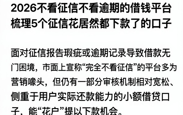 2026不看征信不看逾期的借钱平台,梳理5个征信花居然都下款了的口子
