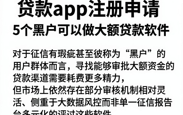 贷款app注册申请,规整5个黑户可以做大额贷款软件