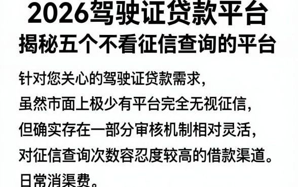 2026驾驶证贷款平台,揭秘五个不看征信查询的平台