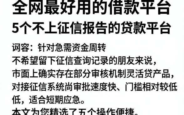 全网最好用的借款平台,详尽说明5个不上征信报告的贷款平台