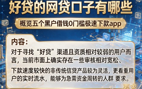 好贷的网贷口子有哪些,概览五个黑户借钱0门槛极速下款app