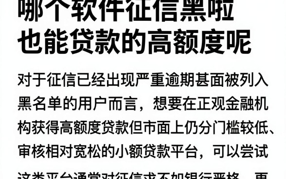 哪个软件征信黑啦也能贷款的高额度呢,理出5个失信人员可以借钱的网贷平台