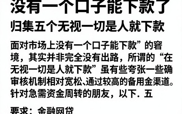 没有一个口子能下款了,归集五个无视一切是人就下款