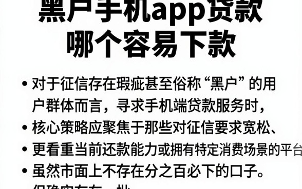 黑户手机app贷款哪个容易下款,罗列五个黑户都能下的口子