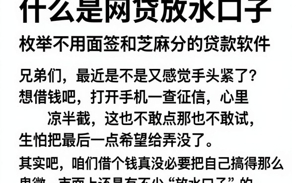 什么是网贷放水口子,枚举五个不用面签和芝麻分的贷款软件