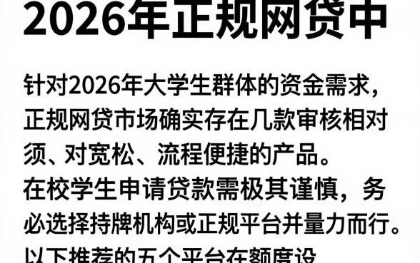 2026年正规网贷中,概括五个大学生可以使用的平台