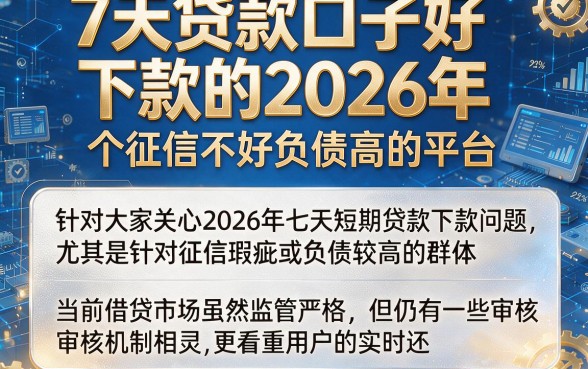 7天贷款口子好下款的2026年,整理五个征信不好负债高的平台
