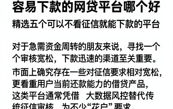 容易下款的网贷平台哪个好,精选五个可以不看征信就能下款的平台
