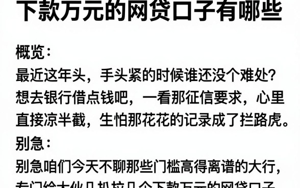 下款万元的网贷口子有哪些，概览五个黑户下款平台