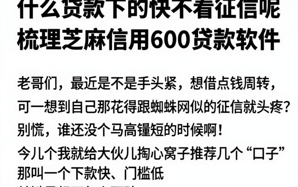 什么贷款下的快不看征信呢,梳理五个芝麻信用600贷款软件