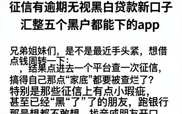 征信有逾期无视黑白贷款新口子,汇整五个黑户都能下的app