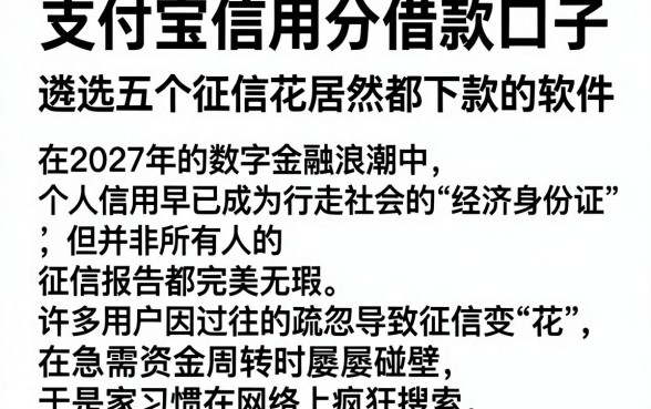 支付宝信用分借款口子,遴选五个征信花居然都下款的软件