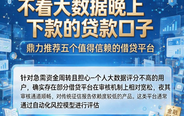 不看大数据晚上下款的贷款口子,鼎力推荐五个值得信赖的借贷平台