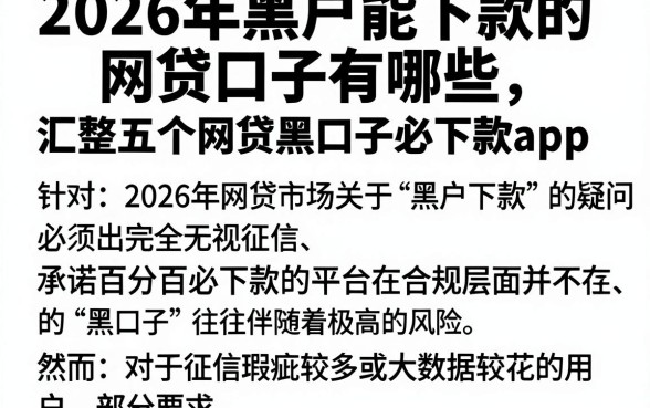 2026年黑户能下款的网贷口子有哪些,汇整五个网贷黑口子必下款app