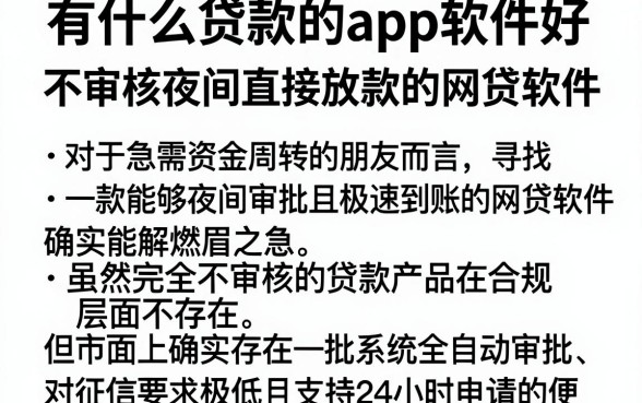 有什么贷款的app软件好,枚举5个不审核夜间直接放款的网贷软件