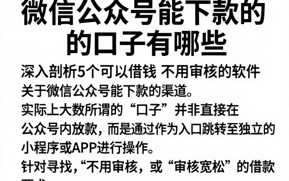 微信公众号能下款的口子有哪些,深入剖析5个可以借钱不用审核的软件