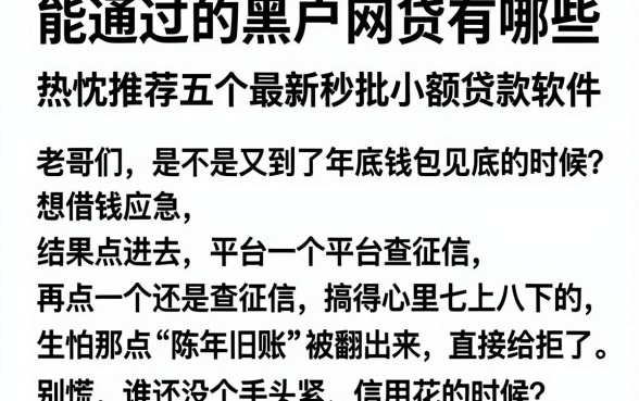 能通过的黑户网贷有哪些,热忱推荐五个最新秒批小额贷款软件