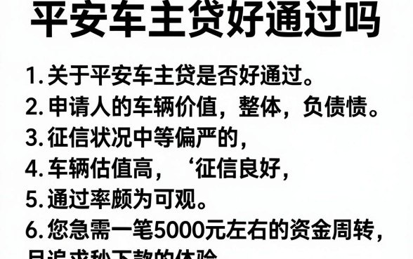 平安车主贷好通过吗,胪列五个5000块贷款秒下app