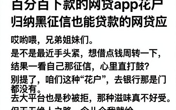 百分百下款的网贷app花户，归纳五个黑征信也能贷款的网贷app