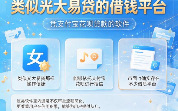 类似光大易贷的借钱平台，概括5个凭支付宝花呗贷款的软件