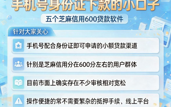 手机号身份证下款的小口子，详尽说明五个芝麻信用600贷款软件