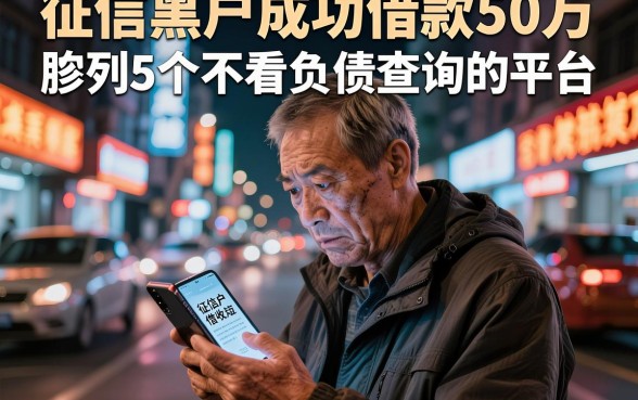 征信黑户成功借款50万，胪列5个不看负债查询的平台