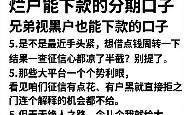 烂户能下款的分期口子，详细阐述5个无视黑户也能下款的口子