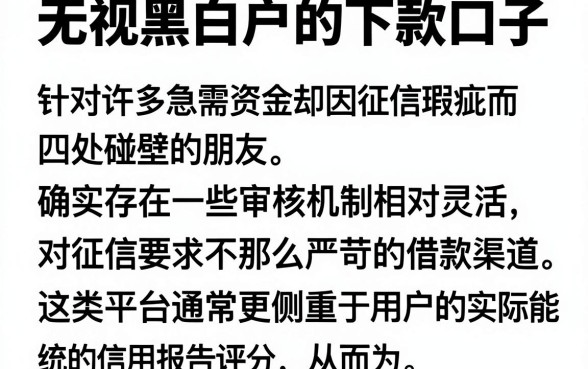 无视黑白户的下款口子,详细阐述5个门槛低易下款软件