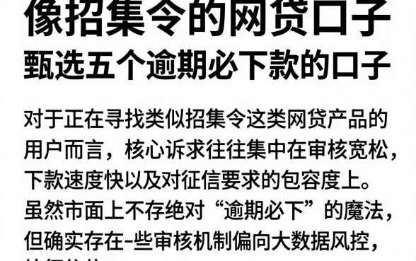 像招集令的网贷口子，甄选五个逾期必下款的口子