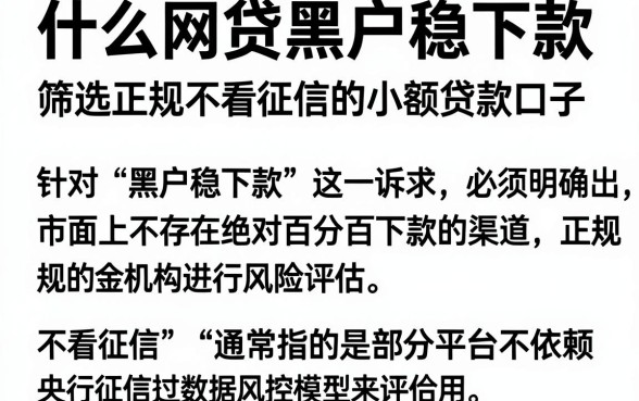 什么网贷黑户稳下款,筛选五个正规不看征信的小额贷款口子