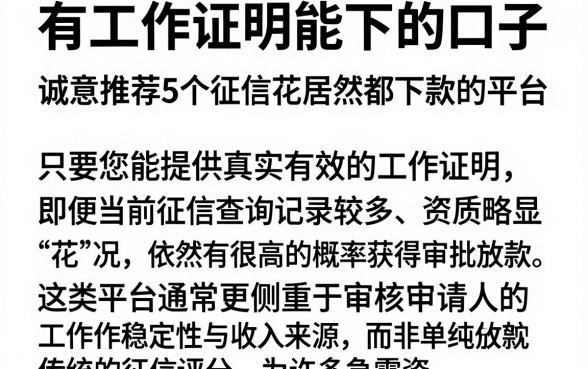 有工作证明能下的口子,诚意推荐5个征信花居然都下款的平台