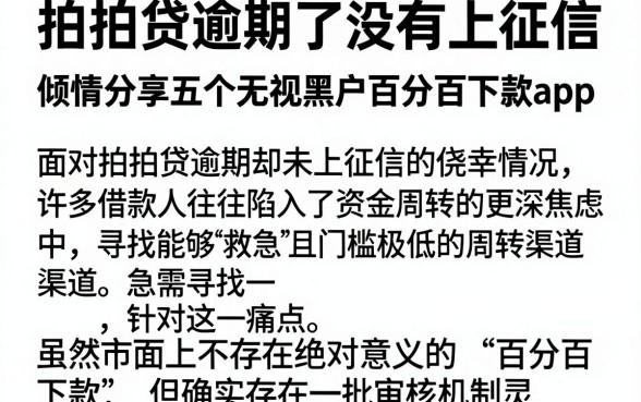 拍拍贷逾期了没有上征信，倾情分享五个无视黑户百分百下款app