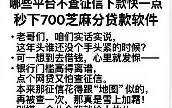 哪些平台不查征信下款快一点，细致阐述五个秒下700芝麻分贷款软件