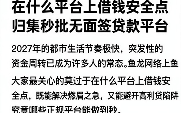 在什么平台上借钱安全点，归集五个秒批无面签贷款平台