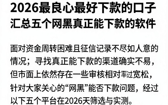 2026最良心最好下款的口子,汇总五个网黑真正能下款的软件