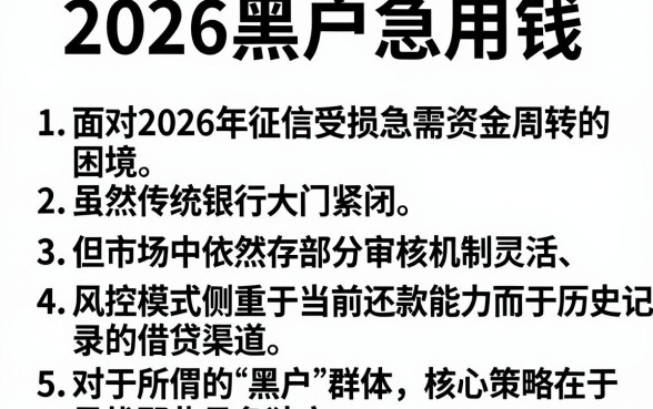 2026黑户急用钱,条列5个闪电审批的平台