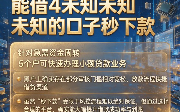能借4未知未知未知的口子秒下款,详细阐述5个黑户可快速办理小额贷款业务的软件