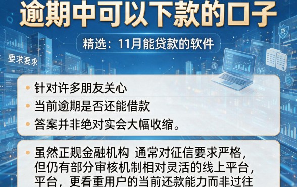 逾期中可以下款的口子,精选5个11月能贷款的软件