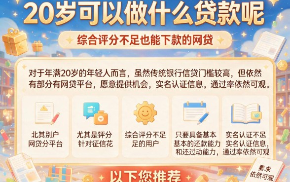 20岁可以做什么贷款呢，陈列5个综合评分不足也能下款的网贷