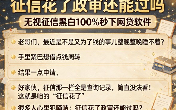 征信花了政审还能过吗,详细阐述五个无视征信黑白100%秒下网贷软件